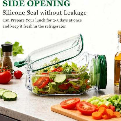 Leakproof food container for fresh salads and vegetables