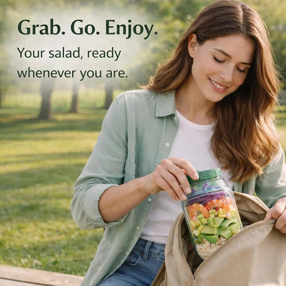 Reusable salad container for work and travel