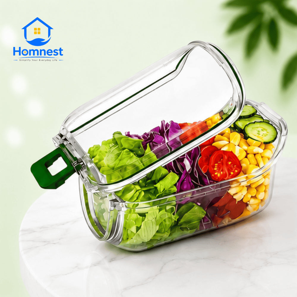 Portable leakproof salad container for fruits and vegetables